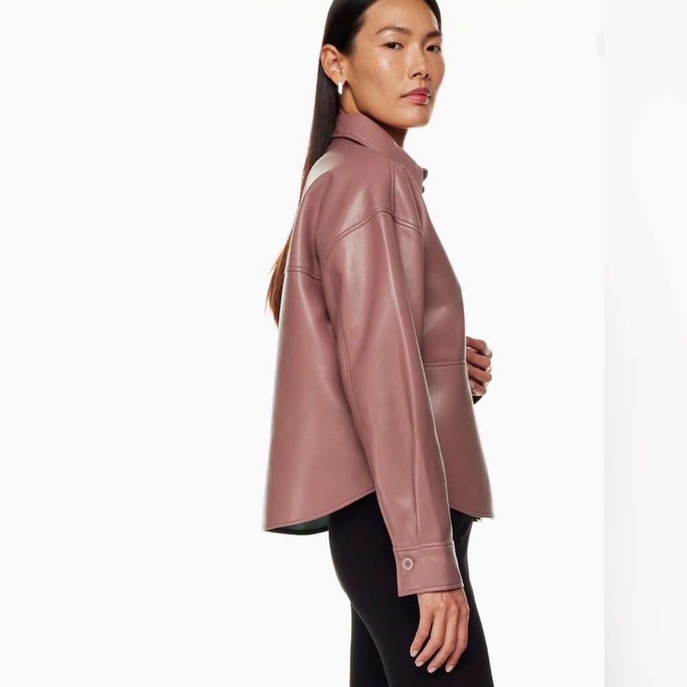 Aritzia Babaton Mauve Vegan Leather Pelli Shirt Jacket - Picture 2 of 10